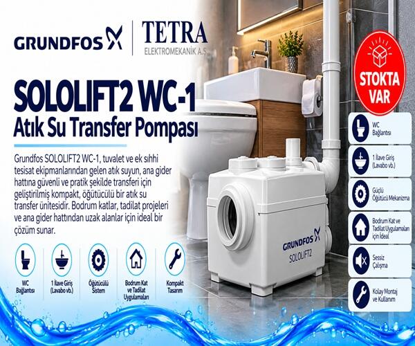 Grundfos SOLOLIFT2 WC-1 Atık Su Transfer Pompası – Stokta