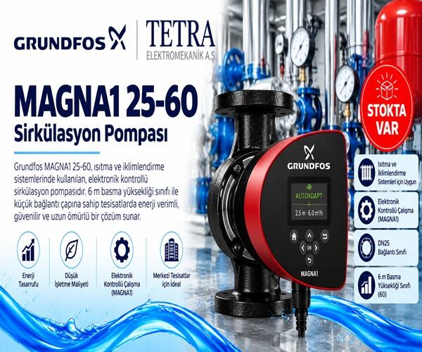 Grundfos MAGNA1 25-60 Sirkülasyon Pompası – Stokta
