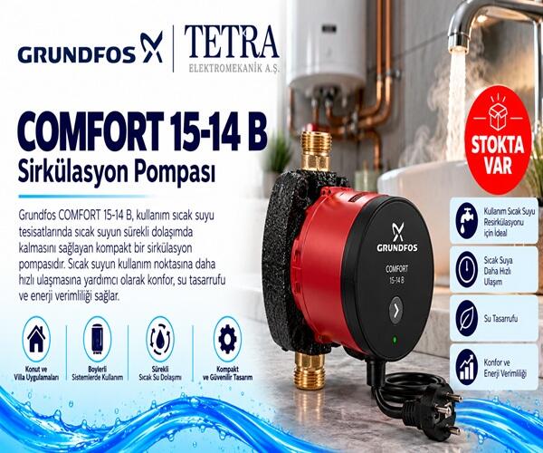 Grundfos COMFORT 15-14 B Sirkülasyon Pompası – Stokta