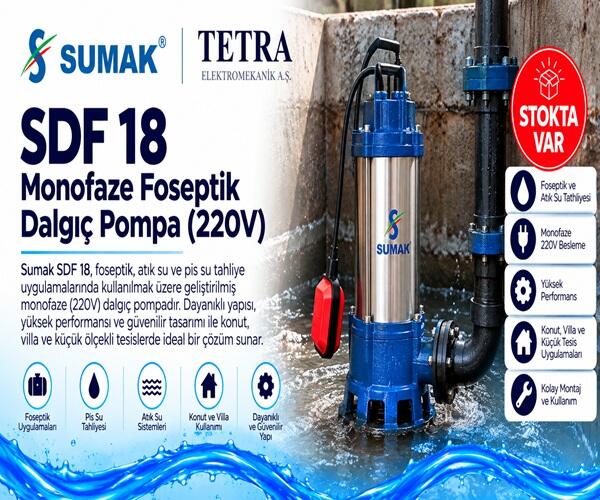 Sumak SDF 18 Monofaze Foseptik Dalgıç Pompa (220V) – Stokta