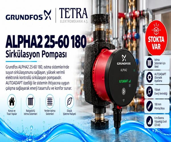Grundfos ALPHA2 25-60 180 Sirkülasyon Pompası – Stokta