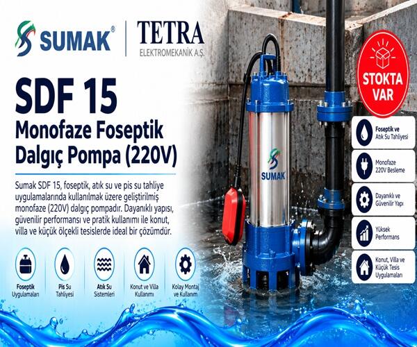 Sumak SDF 15 Monofaze Foseptik Dalgıç Pompa (220V) – Stokta