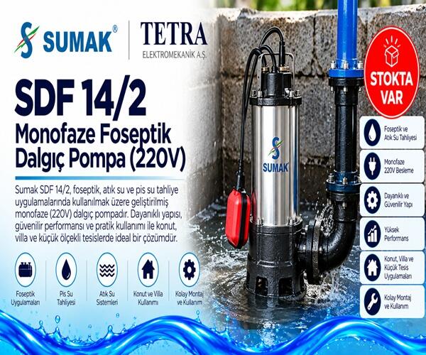 Sumak SDF 14/2 Monofaze Foseptik Dalgıç Pompa (220V) – Stokta