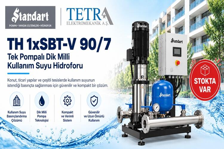 Standart Pompa TH 1xSBT-V 90/7 Tek Pompalı Dik Milli Kullanım Suyu Hidroforu