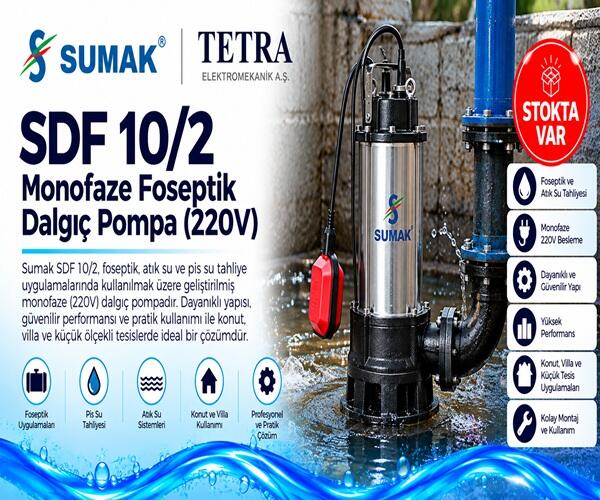 Sumak SDF 10/2 Monofaze Foseptik Dalgıç Pompa (220V) – Stokta