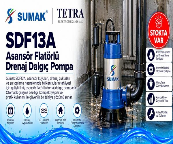 Sumak SDF13A Asansör Flatörlü Drenaj Dalgıç Pompa – Stokta