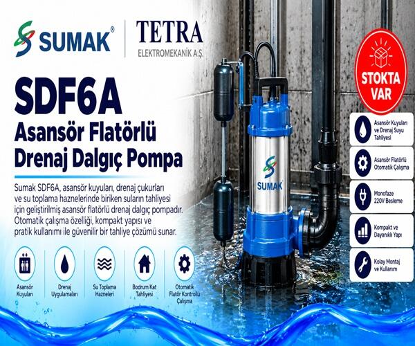 Sumak SDF6A Asansör Flatörlü Drenaj Dalgıç Pompa – Stokta