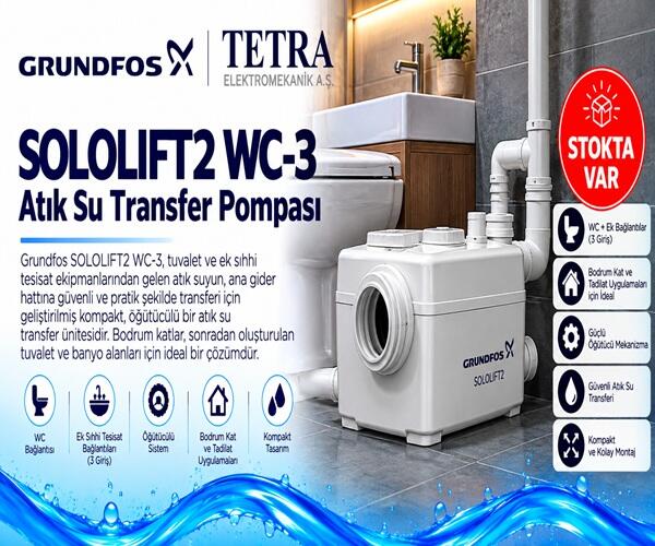 Grundfos SOLOLIFT2 WC-3 Atık Su Transfer Pompası – Stokta