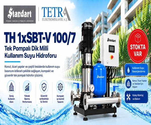 Standart Pompa TH 1xSBT-V 100/7 Tek Pompalı Dik Milli Kullanım Suyu Hidroforu – Stokta
